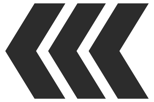 Drei breite, schwarze Pfeile nebeneinander, die nach links zeigen